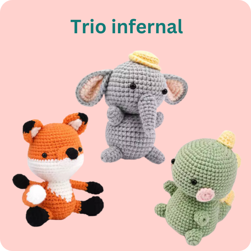 Pack - trio infernal | Dinosaure, éléphant et renard