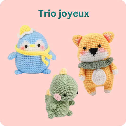 Pack - trio joyeux | Pingouin, chien et dinosaure